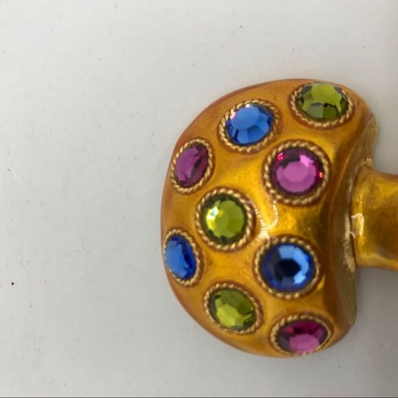 Enamel Mushroom Ladybug Brooch Vintage 1990s - Picture 8 of 17